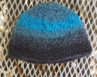 Sky Ombre Bamboo acrylic Blend Knit Hat > small or kids size