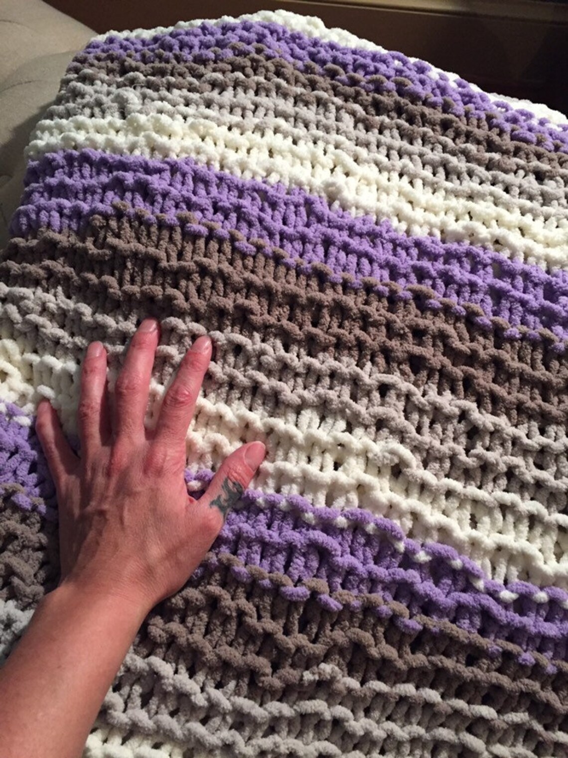 Buy Stripped Knitted Blanket / Throw Blanket / Queen Bed Blanket Online