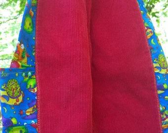 Red Alien recycled Pants with side panels size 2 toddler/24month - Hippie Kids