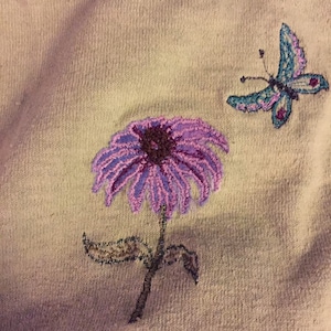 Mud dyed tank top with butterfly & flower