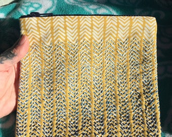 Goldenrod Herringbone Sashiko Clutch