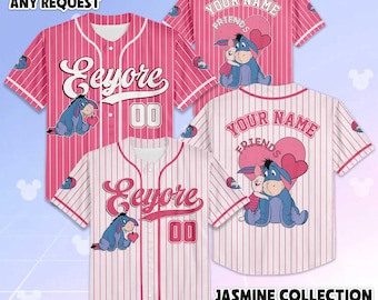 Camiseta de béisbol personalizada de Eeyore para San Valentín, camiseta de béisbol personalizada de Winnie the Pooh, regalo de San Valentín