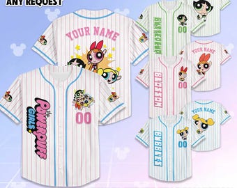 Personalized The Powerpuff Girls Characters Baseball Jersey, The Powerpuff Girls Shirt, Buttercup Birthday Gift, Fan Lover Gift