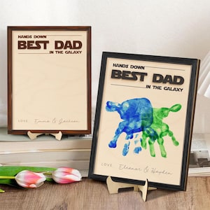 Personalized Wooden Sign, DIY Handprint Sign, Celebrate Dad with Handprints  Custom Message, Fathers Day Gift, Hands Down Best Dad Ever
