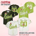 Personalized Grinch Christmas Baseball Jersey, Holiday Team Outfit