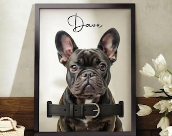 Custom Dog Memorial Frame with Pet Portrait & Collar Holder