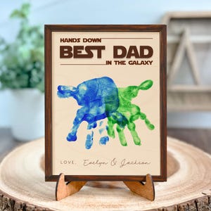 DIY Handprint Sign, Personalized Wooden Sign, Celebrate Dad with Handprints  Custom Message, Fathers Day Gift, Hands Down Best Dad Ever