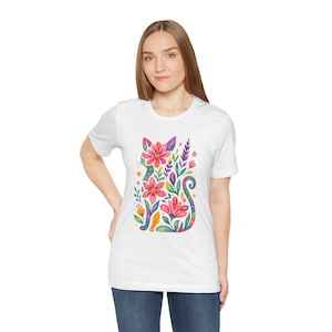 Magical Watercolor Floral Cat Whimsical Nature
