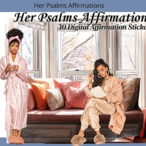 Her Psalms Affirmations – Black Girl Digital Stickers – GoodNotes Sticker Sheet | 24 Uplifting PNGs - Goodnotes Planner -Journals