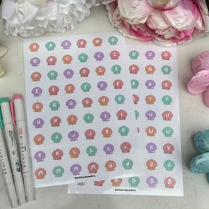 Shell Alphabet Sticker Sheet Set (A5) | Cute Alphabet Stickers, Bullet Journal, Cute Stickers, Deco Stickers, Journaling, Scrapbooking Bujo