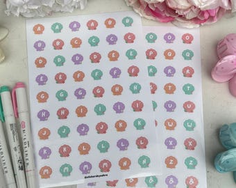 Shell Alphabet Sticker Sheet Set (A5) | Cute Alphabet Stickers, Bullet Journal, Cute Stickers, Deco Stickers, Journaling, Scrapbooking Bujo