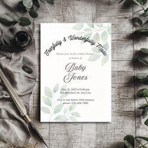 Fearfully & Wonderfully Made Baby Shower Invitation | Christian Baby Shower Printable | Editable Template | Bible Verse Invite