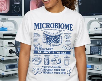 Microbiome Shirt, Gut Health Tee, Balance Your Gut Gift, Nutrition Poster Design, Dietitian Present, Digestive Health Apparel, Science Tee