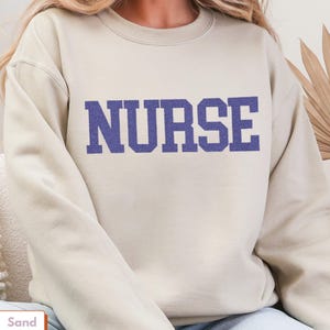 Nurse Sweatshirt Embroidered NURSE Crewneck Oversized Gift for RN Nursing Student College Style Gildan 18000 Healthcare Apparel RN Gift Idea