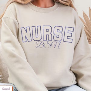 Nurse Sweatshirt Embroidered NURSE Crewneck Oversized Gift for RN Nursing Student College Style Gildan 18000 Healthcare Apparel RN Gift Idea