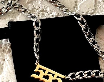 ANGEL NUMBER Curb Necklace - Silver/Gold
