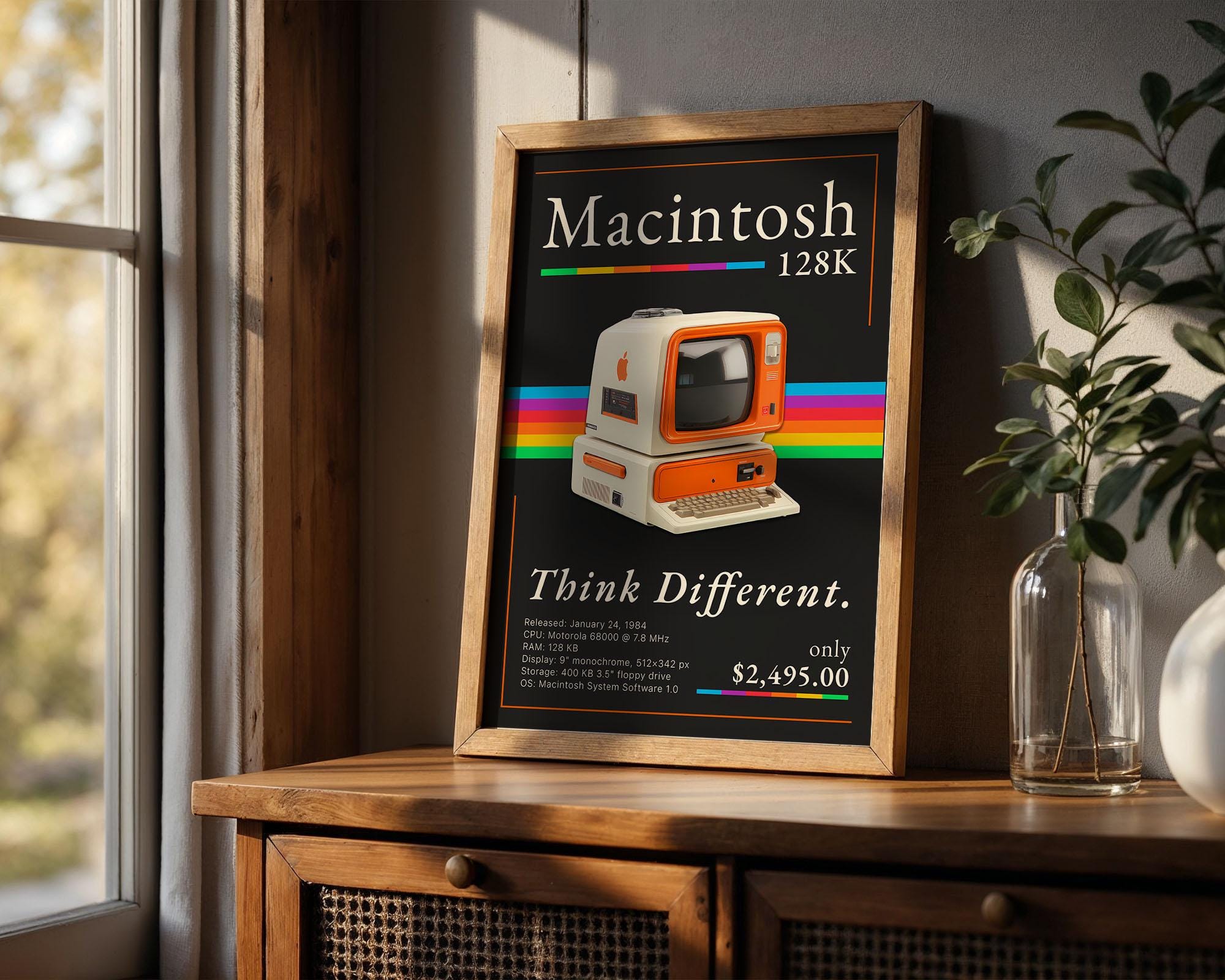 Retro Macintosh 128K Print: 80s Tech Poster, Think Different