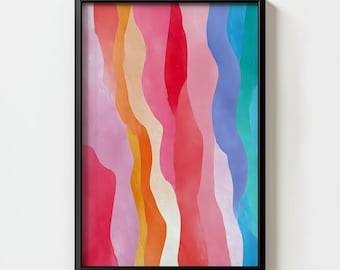 Colorful Abstract Wavy Stripe Art Print: Modern Geometric Decor (Digital Download)
