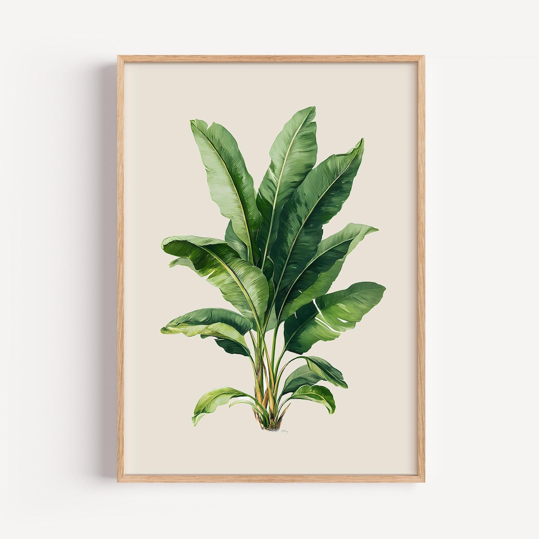 Banana Leaf Tropical Wall Art – Minimalist Botanical Digital Print ...