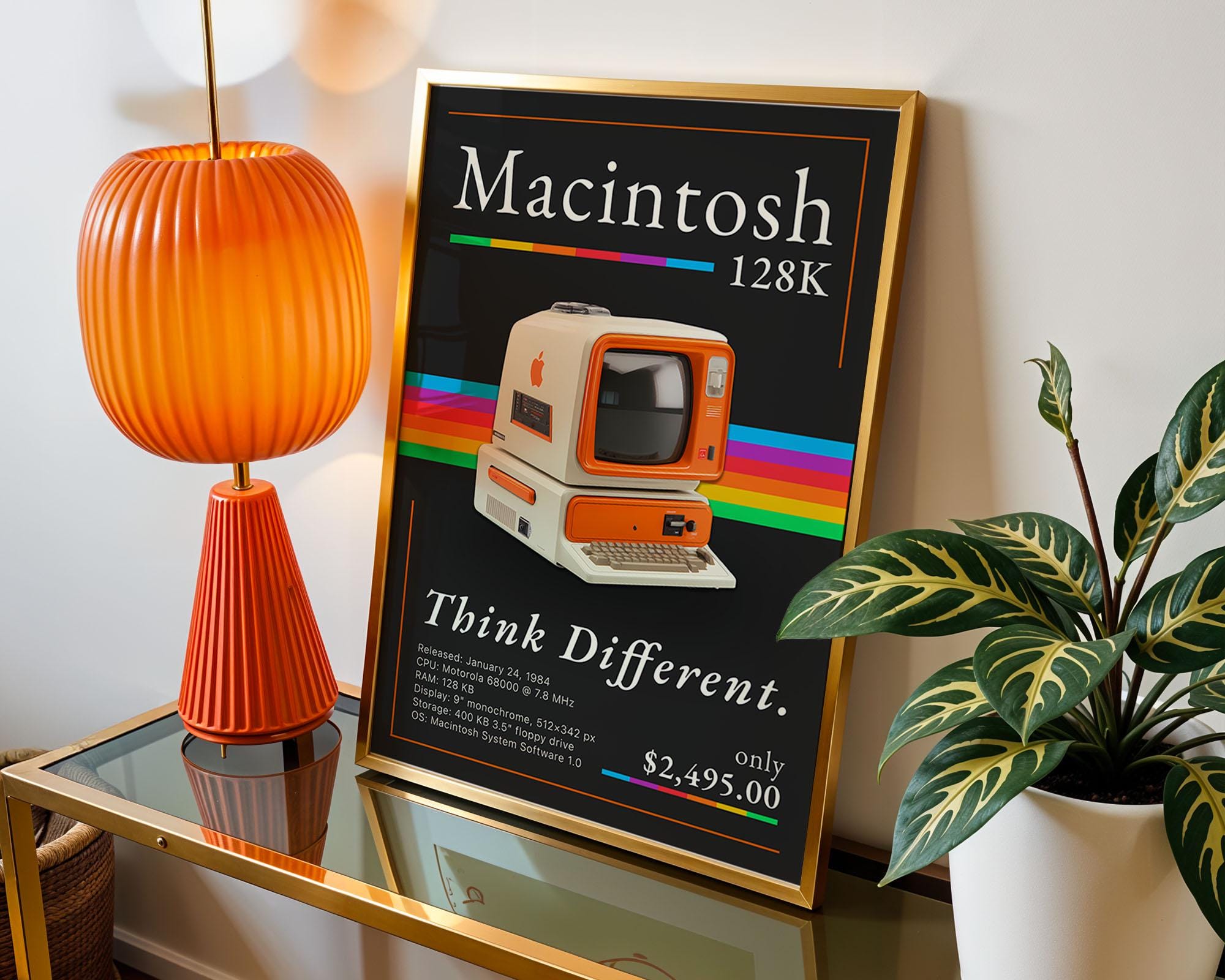 Retro Macintosh 128K Print: 80s Tech Poster, Think Different