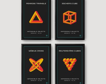 Optical Illusion Art Prints: Impossible Objects Set (Digital Download)