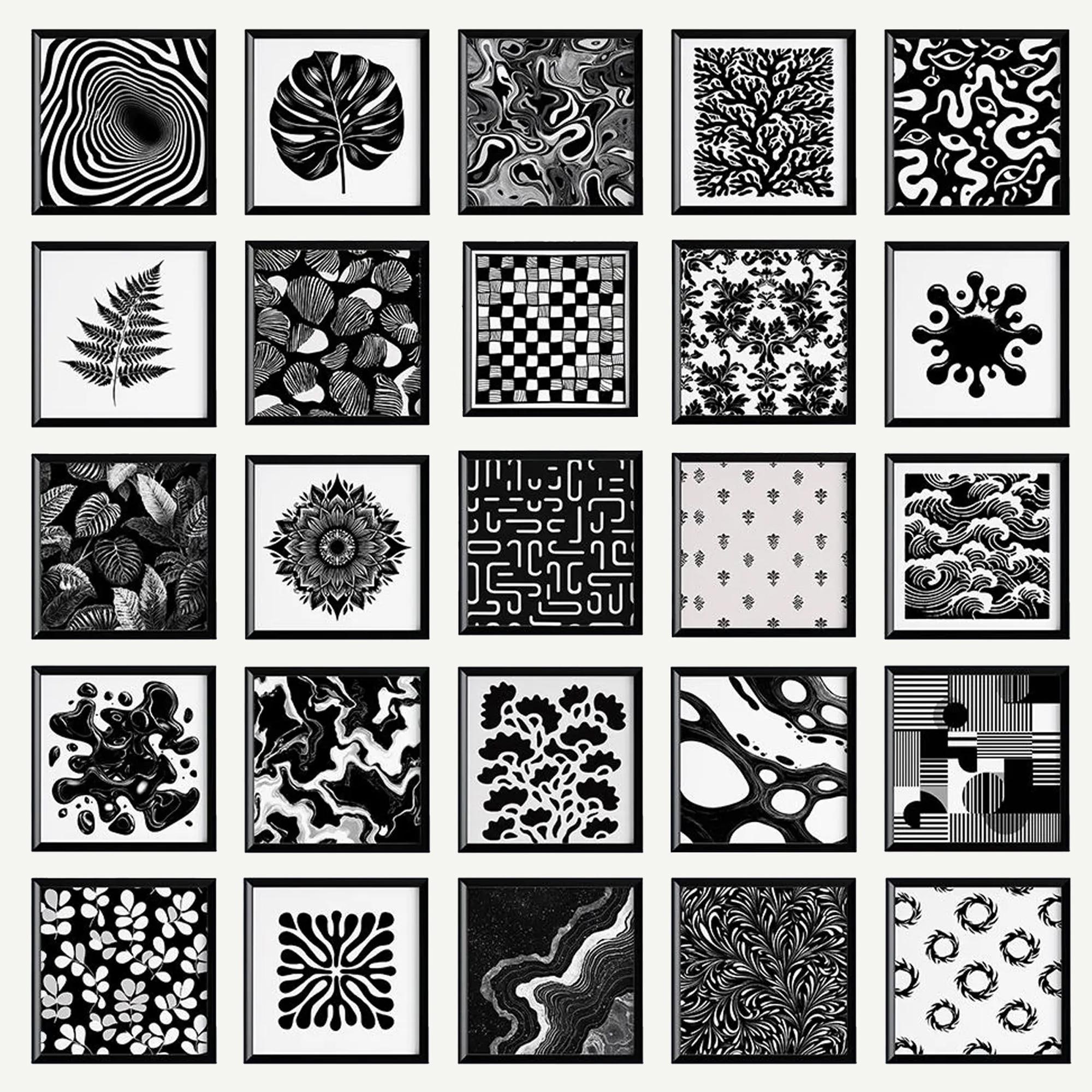 50+ Black and White Abstract Art Prints Bundle: Minimalist Geometric ...