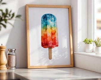 Impresión de paletas de arcoíris: Arte pop retro para cocinas - Decoración colorida de verano