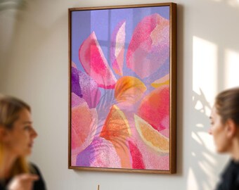 Citrus Fruit Abstract Art Print: Vibrant Kitchen Wall Decor