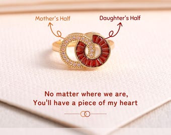Mutter Tochter Linking Circles Ring, verstellbarer Birthstone Schmuck, Geschenk zum Schulanfang