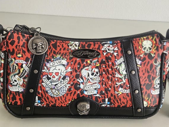 Ed Hardy Black Skull Demi Shoulder Bag – Tattoo Art Crossbody With