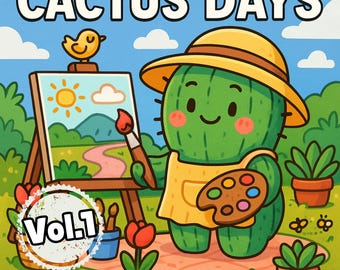 Cactus Days Vol.1 | Cozy & Fun Coloring Book with Cute Cactus Characters | Coloring Pages for Kids and Adults | Instant Download