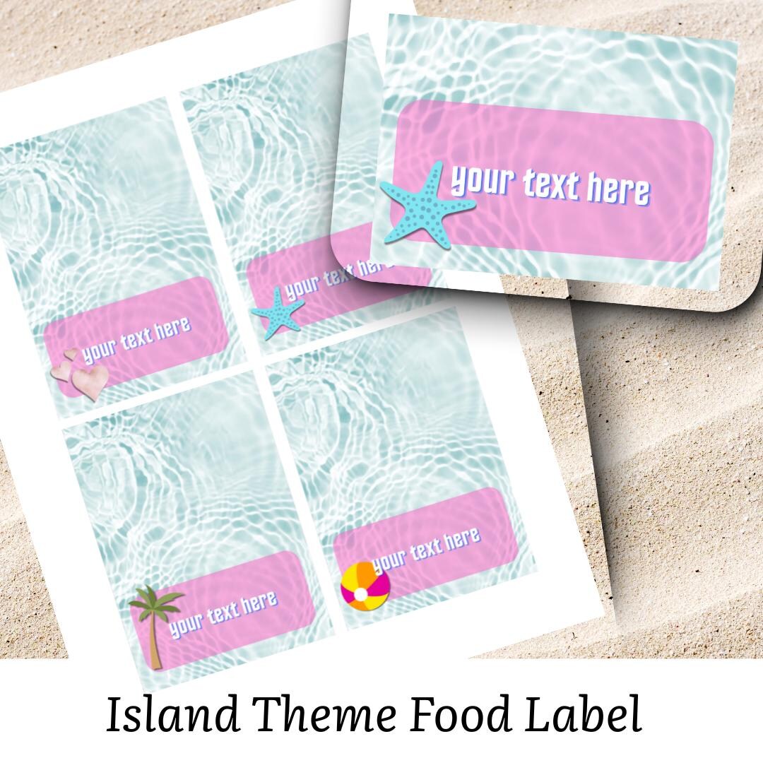 Island Beach Ocean Theme Food Labels Buffet Foldable Tent Template - Etsy