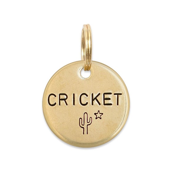 CRICKET: Hand Stamped Personalized Custom Pet ID Tags for Dogs and Cats in Solid Brass