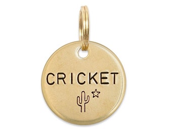 CRICKET: Hand Stamped Personalized Custom Pet ID Tags for Dogs and Cats in Solid Brass