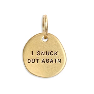 I Snuck Out Again: No Name Luxury Hand Stamped Personalized Custom Pet ID Tags for Dogs and Cats in Solid Brass