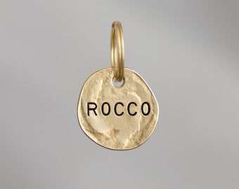 ROCCO Small: Hand Stamped Personalized Custom Pet ID Tags for Dogs and Cats in Solid Brass