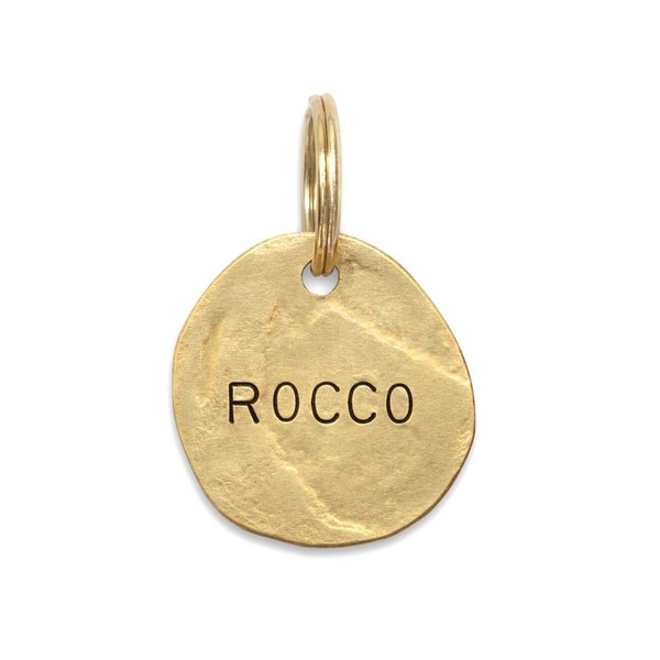 ROCCO: Hand Stamped Personalized Custom Pet ID Tags for Dogs and Cats in Solid Brass