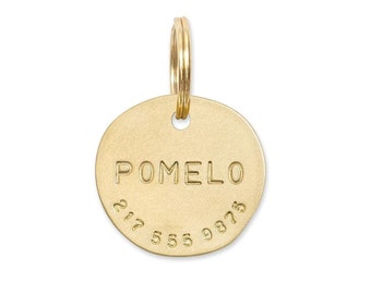 POMELO: Hand Stamped Personalized Custom Pet ID Tags for Dogs and Cats in Solid Brass