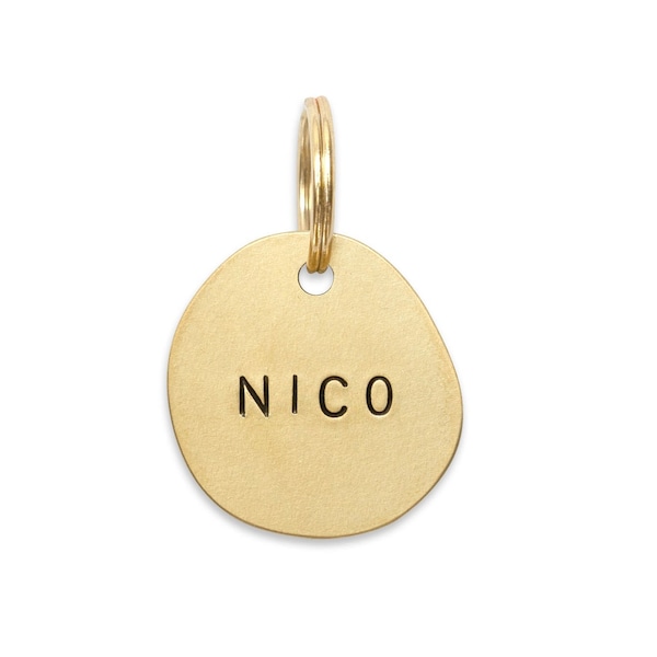 NICO: Hand Stamped Personalized Custom Pet ID Tags for Dogs and Cats in Solid Brass