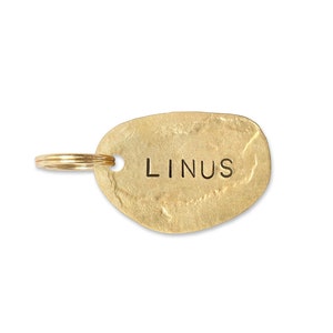 LINUS: Hand Stamped Personalized Custom Pet ID Tags for Dogs and Cats in Solid Brass