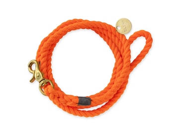 ORANGE LEASH: Rope Pet Leash for Cats and Dogs with Brass Metal Hardware