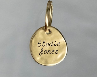 Custom Dog Tag, Deep Engraved Dog Name Tag, Personalized Dog ID Tag with Script Font, Gold Dog Tag in Brass