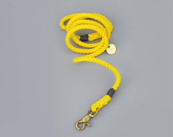 YELLOW LEASH: Rope Pet Leash for Cats and Dogs with Brass Metal Hardware