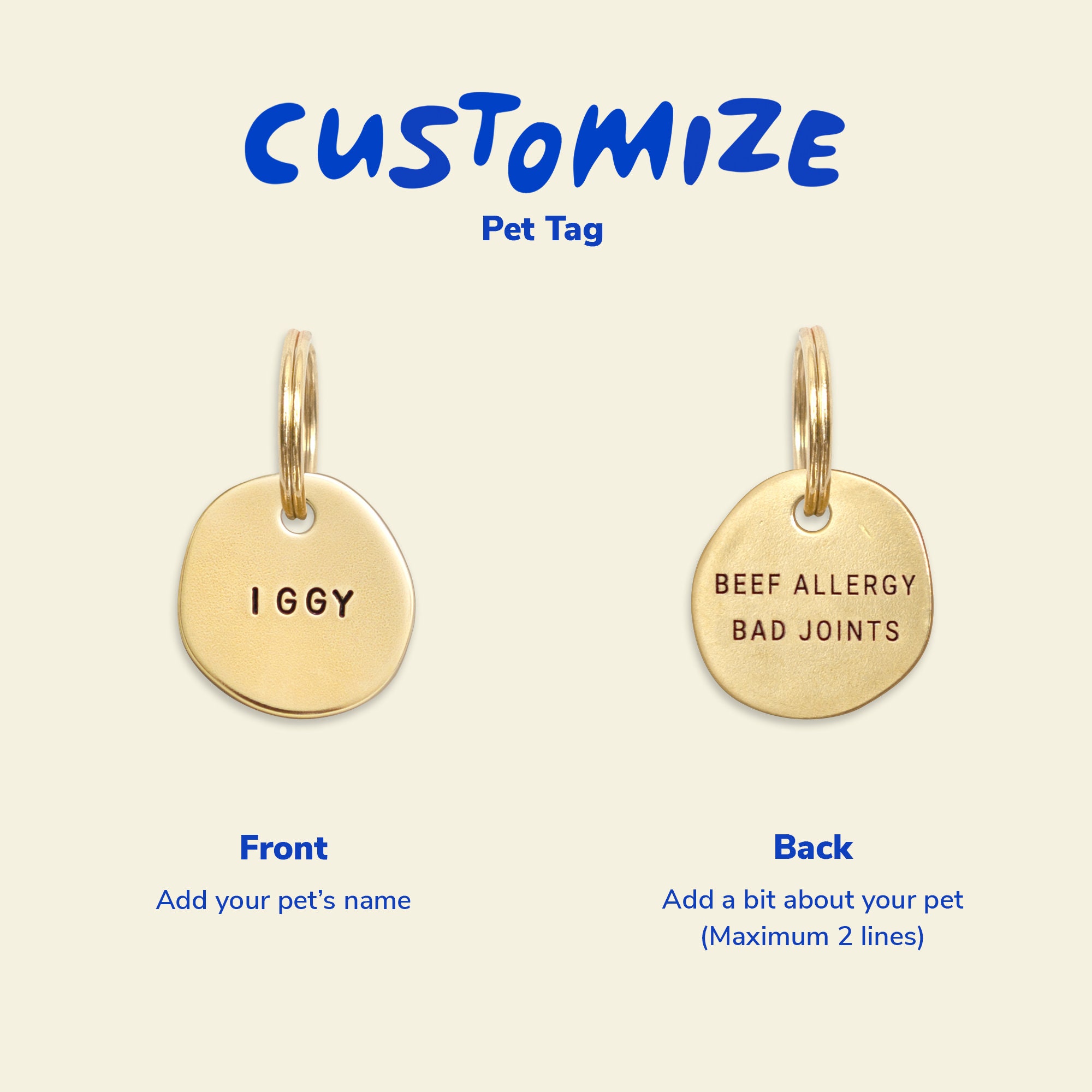 Essential Tag Duo: Two Luxury Hand Stamped Personalized Custom Pet ID ...