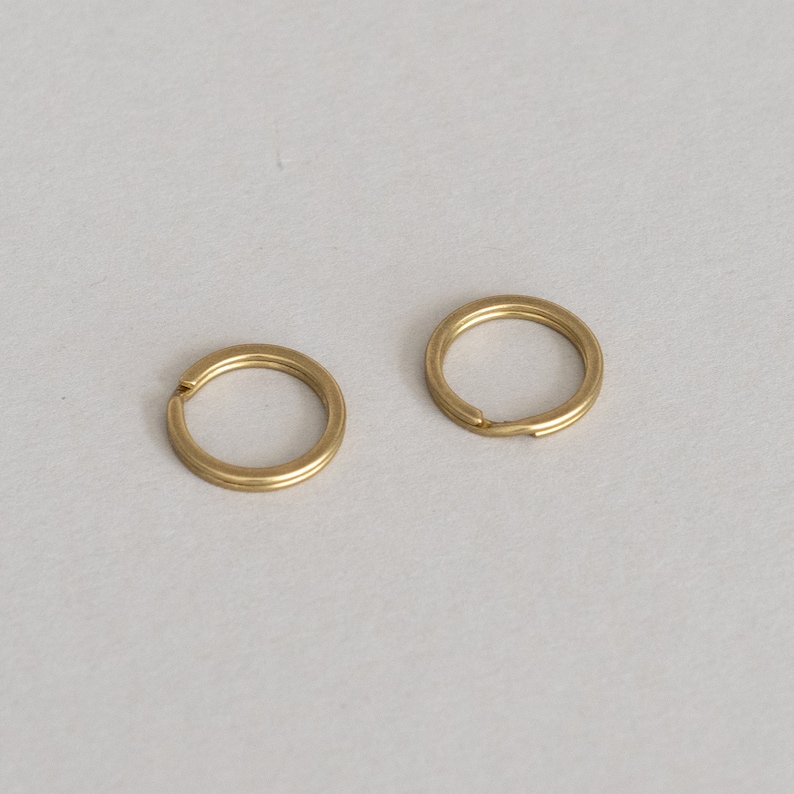 Sturdy Flat Split Rings, Solid Brass Set of 2 image 1
