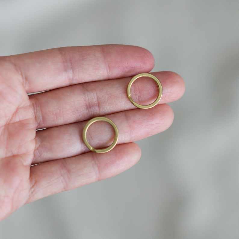 Sturdy Flat Split Rings, Solid Brass Set of 2 image 3