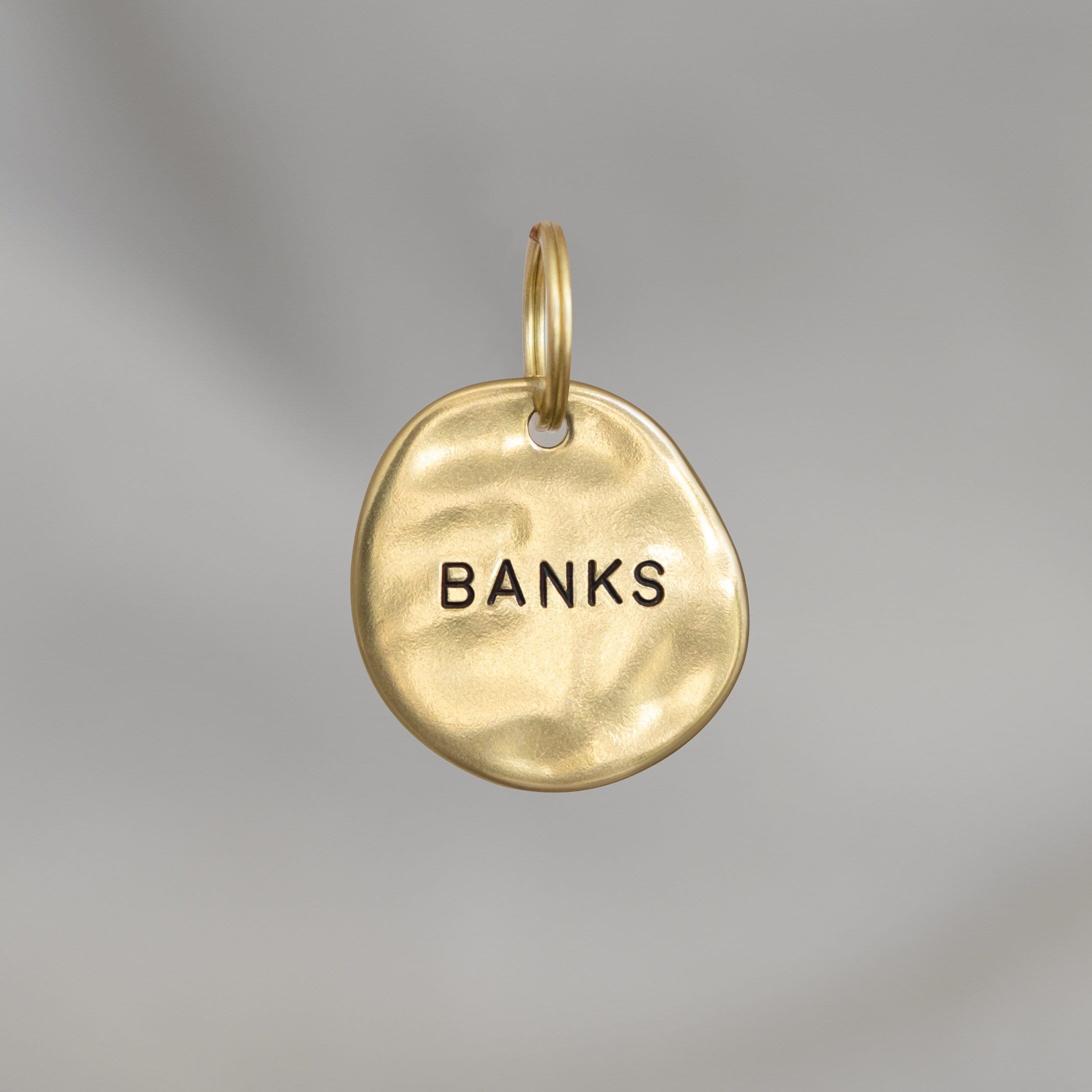 BANKS Large: Luxury Hand Stamped Personalized Custom Pet ID Tags for Large Dogs in Solid Brass