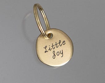 Custom Engraved Solid Brass Pet ID Tag: Small Dog & Cat Name Tag