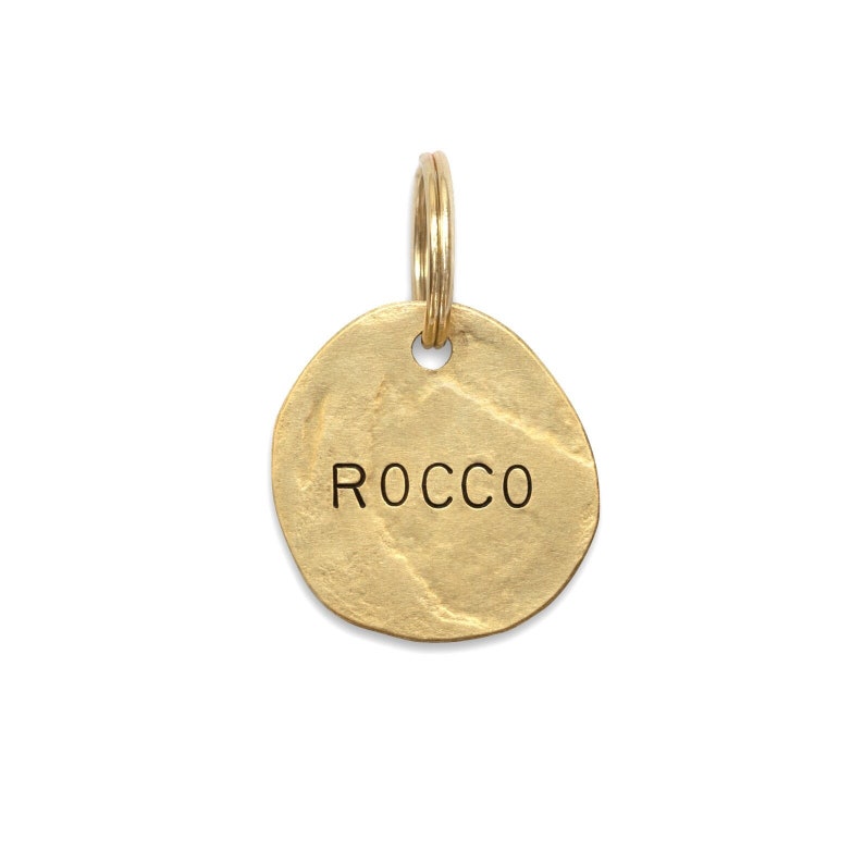 ROCCO: Hand Stamped Personalized Custom Pet ID Tags for Dogs and Cats in Solid Brass 