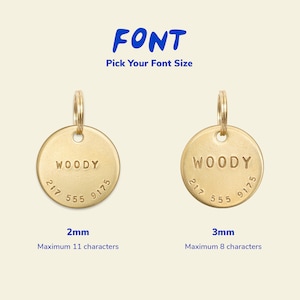 WOODY: Hand Stamped Personalized Custom Pet ID Tags for Dogs and Cats in Solid Brass image 2